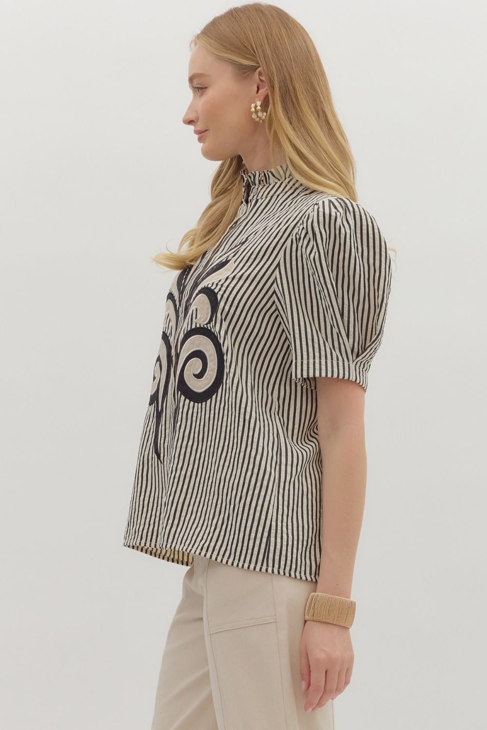 Make A Statement Black Striped Blouse
