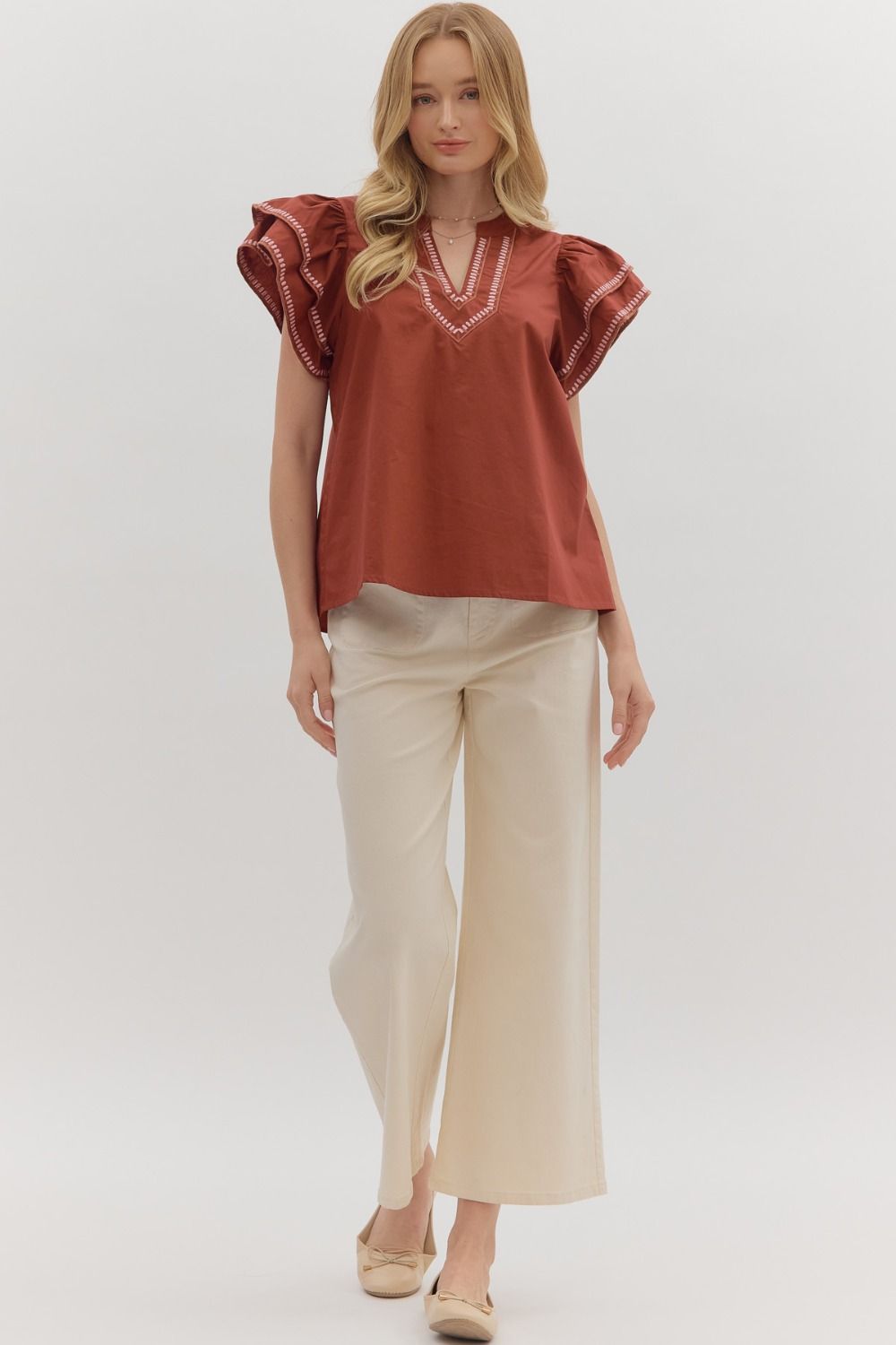 RESTOCK Autumn Skies & Pumpkin Pies Rust Blouse