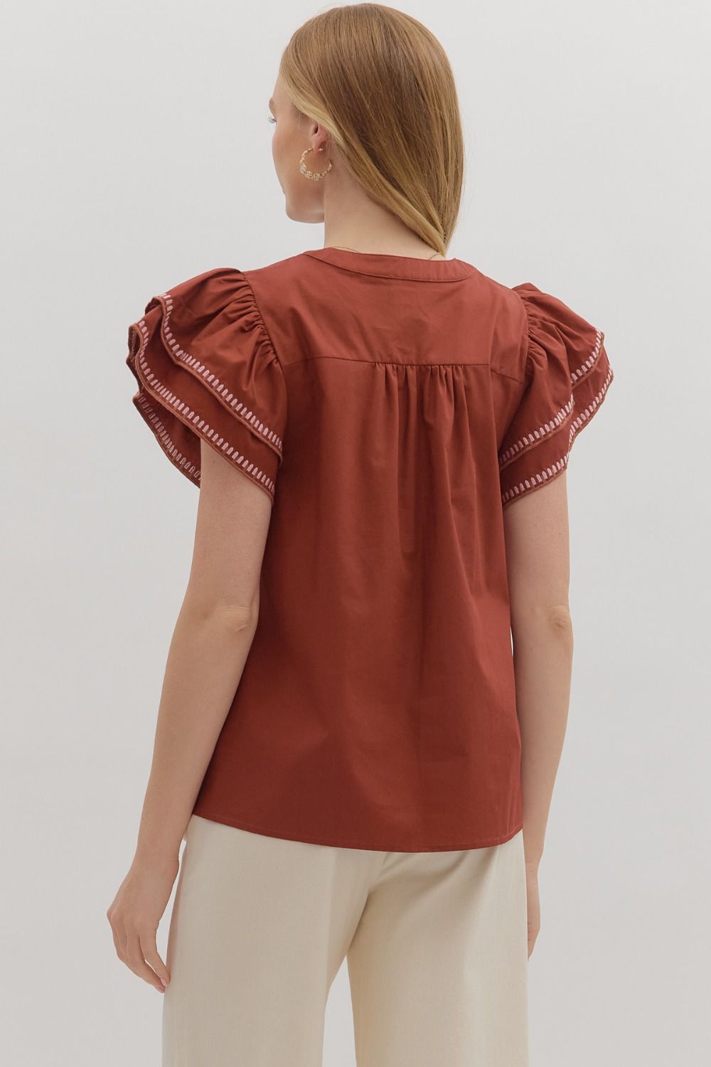 RESTOCK Autumn Skies & Pumpkin Pies Rust Blouse