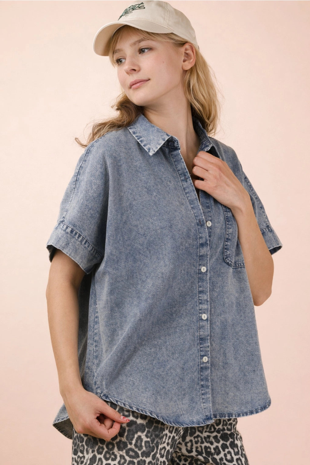 Coastal Cutie Medium Wash Chambray Top