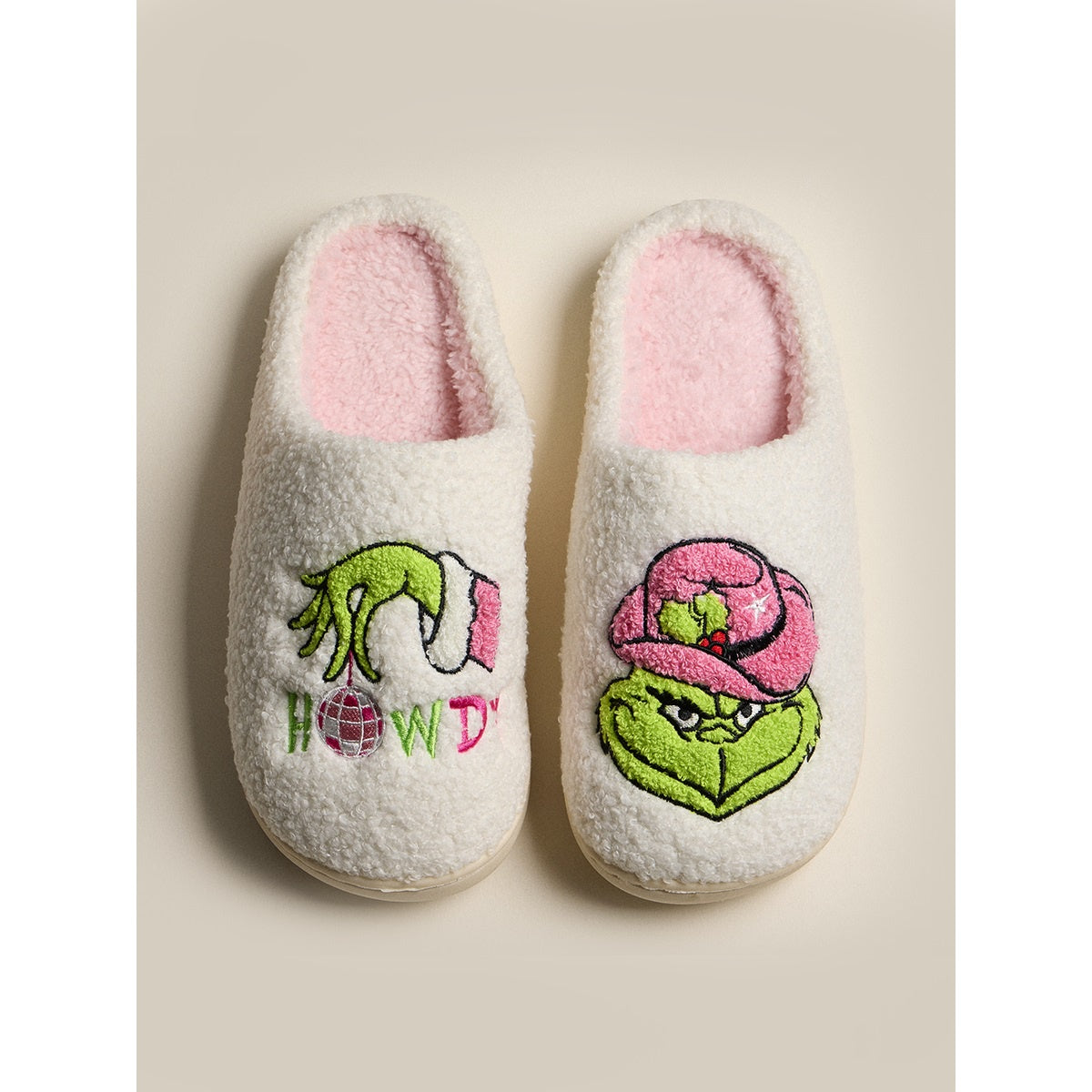 Grinch Gone Cowboy Christmas Slippers