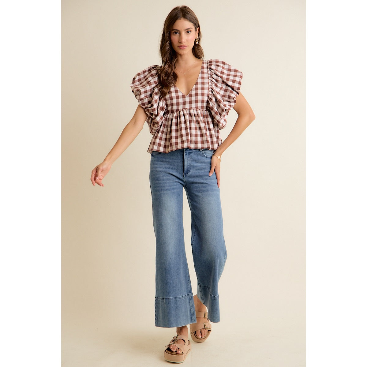 Bringing Back Memories Brown Gingham Blouse