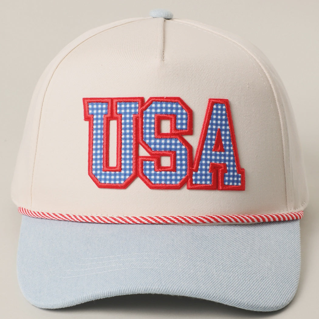 Light Denim Embroidered USA Trucker Hat