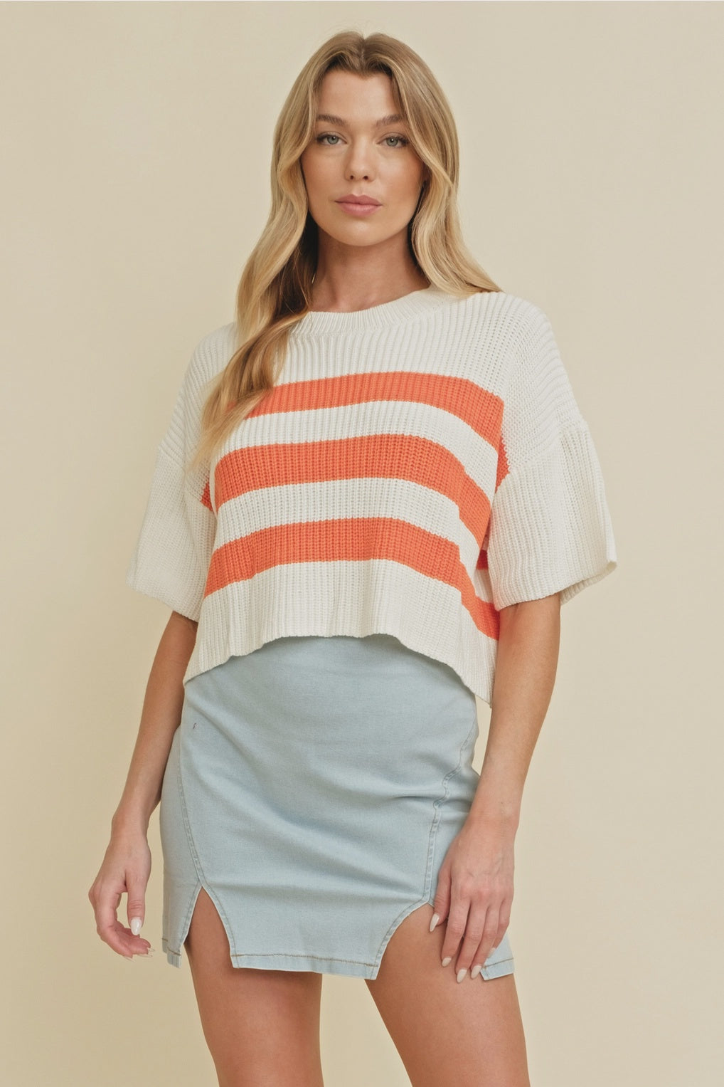 Oh It’s Game Day Orange Striped Sweater Top