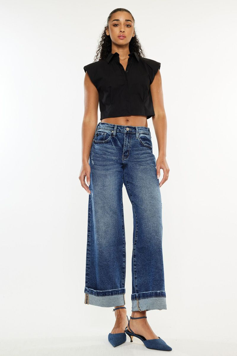 Don't You Dare Dark Wide Leg KanCan Jeans