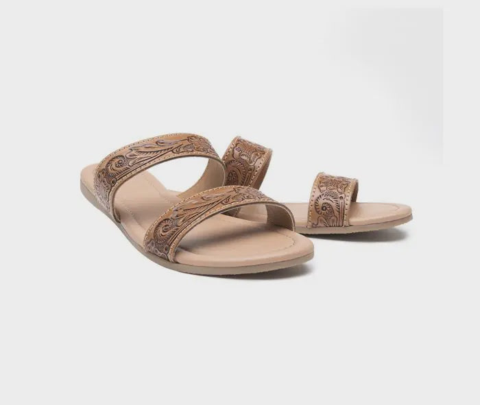 40% Off - MYRA Tooled Leather Sandals