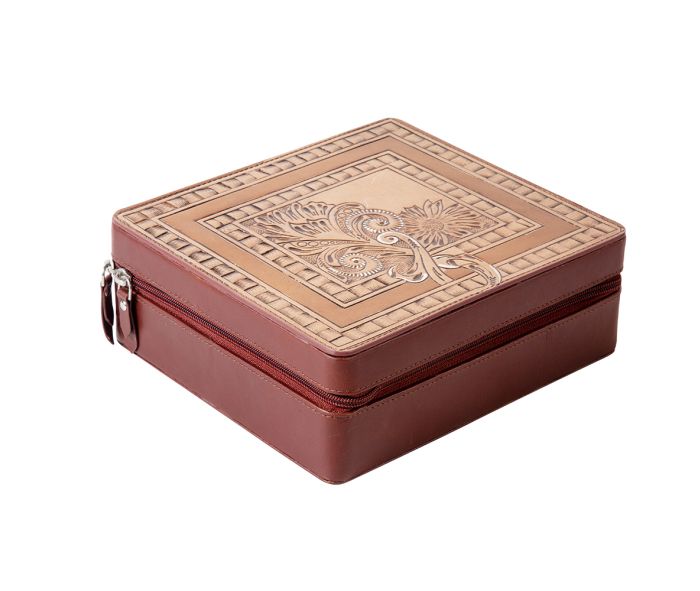 MYRA Tooled Leather Jewelry Box